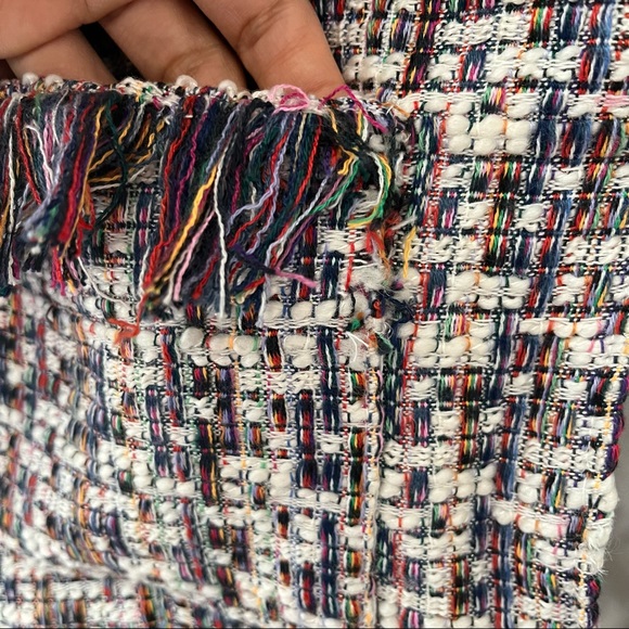 WD.NY women’s cropped tweed blazer w/ fringe detail, size small, multi colored - Picture 7 of 9